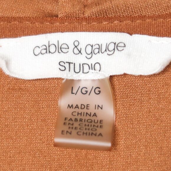 Cable & Gauge Studio Womens Velour Hoodie Large Orange Tan Zip Up Y2K 90s Glam‎ - Picture 3 of 10